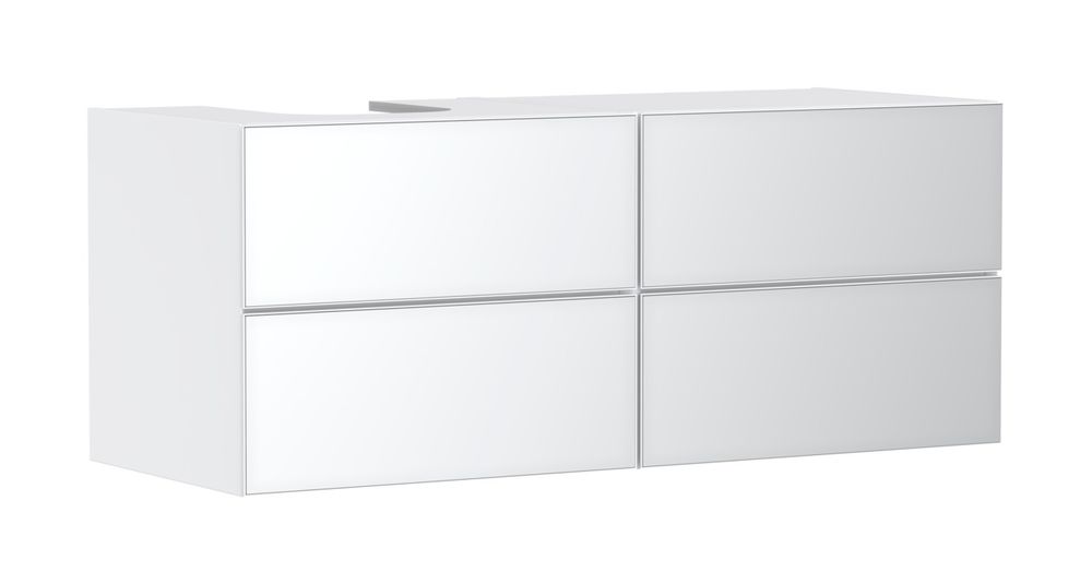 https://raleo.de:443/files/img/11eeea3cad71876092906bba4399b90c/size_l/Hansgrohe-HG-Xevolos-E-Waschtischunterschrank-Mattweiss-1370-550-mit-4-Schubkaesten-fuer-Konsolen-mit-Aufsatzwaschtisch-geschliffen-links-Weiss-Metallic-54236320 gallery number 1